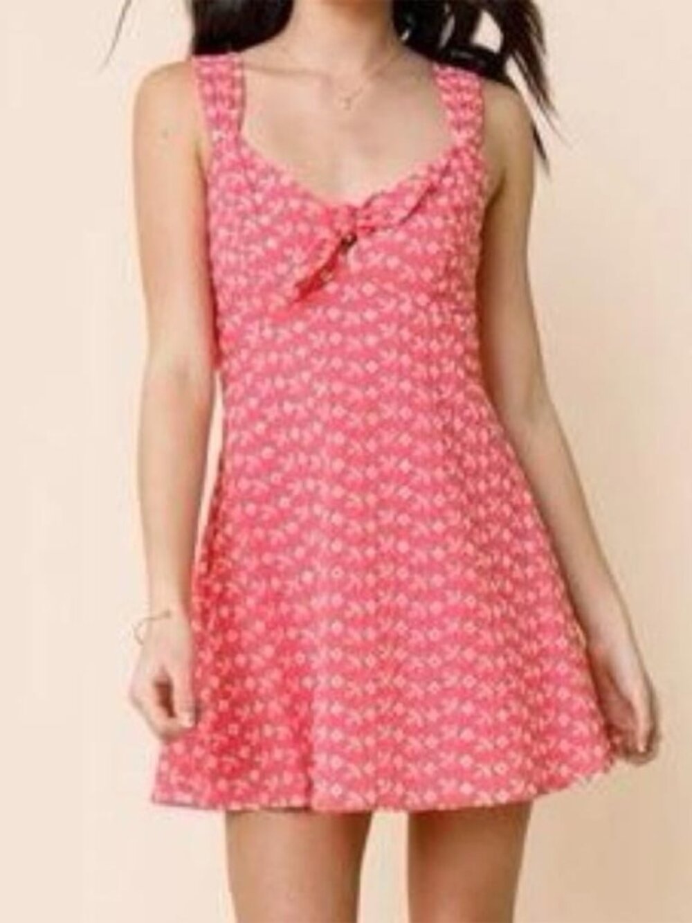 Orange and White Floral Mini Dress by Blue Rain - Women's Size Small